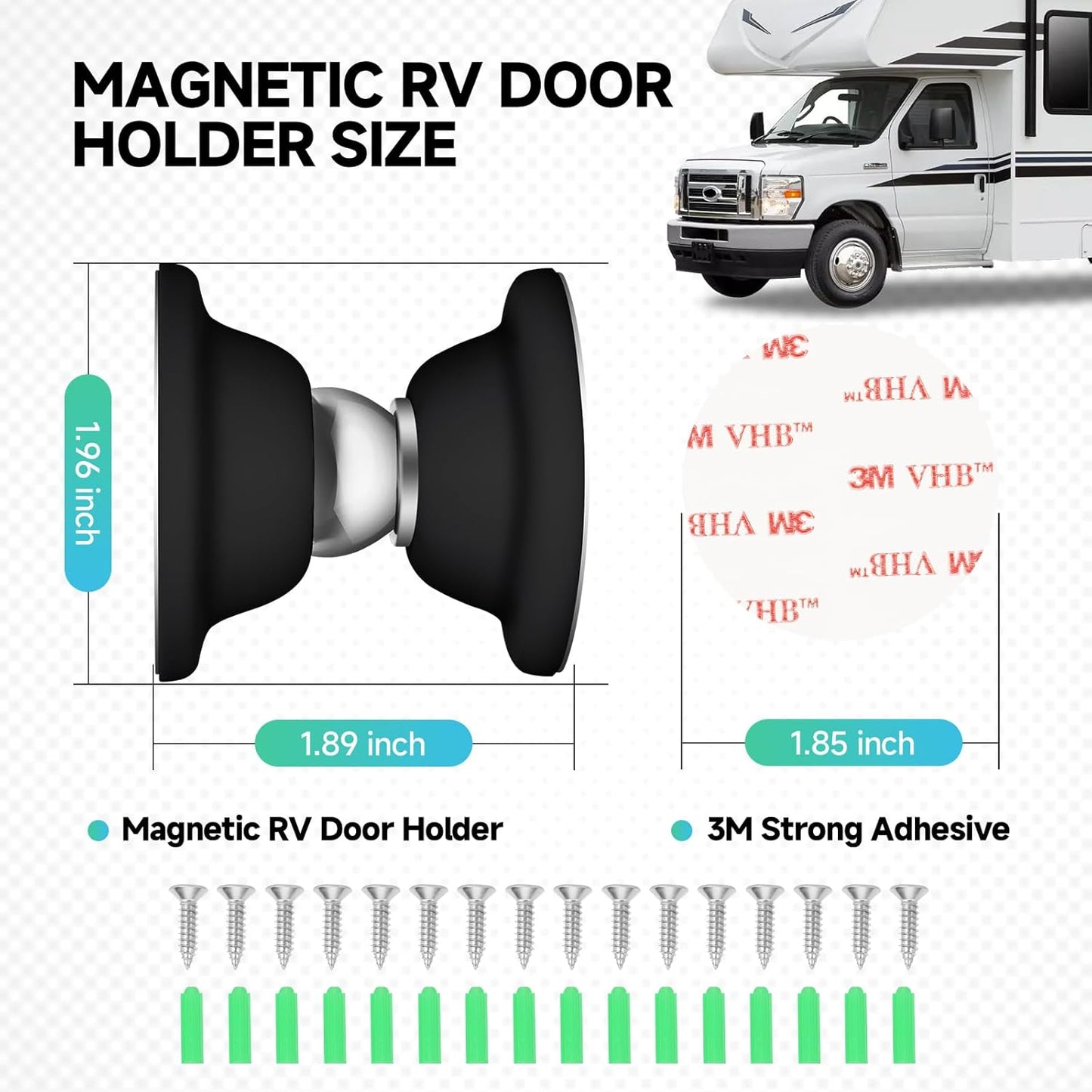 RV Magnetic Door Catch RV Door Holder Catches for RV Baggage Door, Camper, Trailer (Black, 2 Pack)