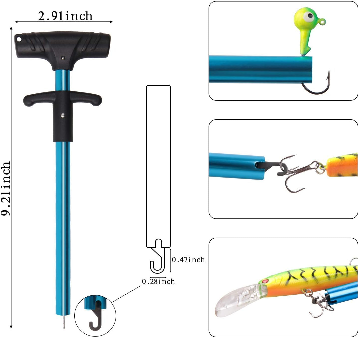 Portable Fish Hook Remover Tools, Squeeze-Out Fishing Pliers Hook Remover with T-Handle Fishing Gear Fishing Accessories Tool