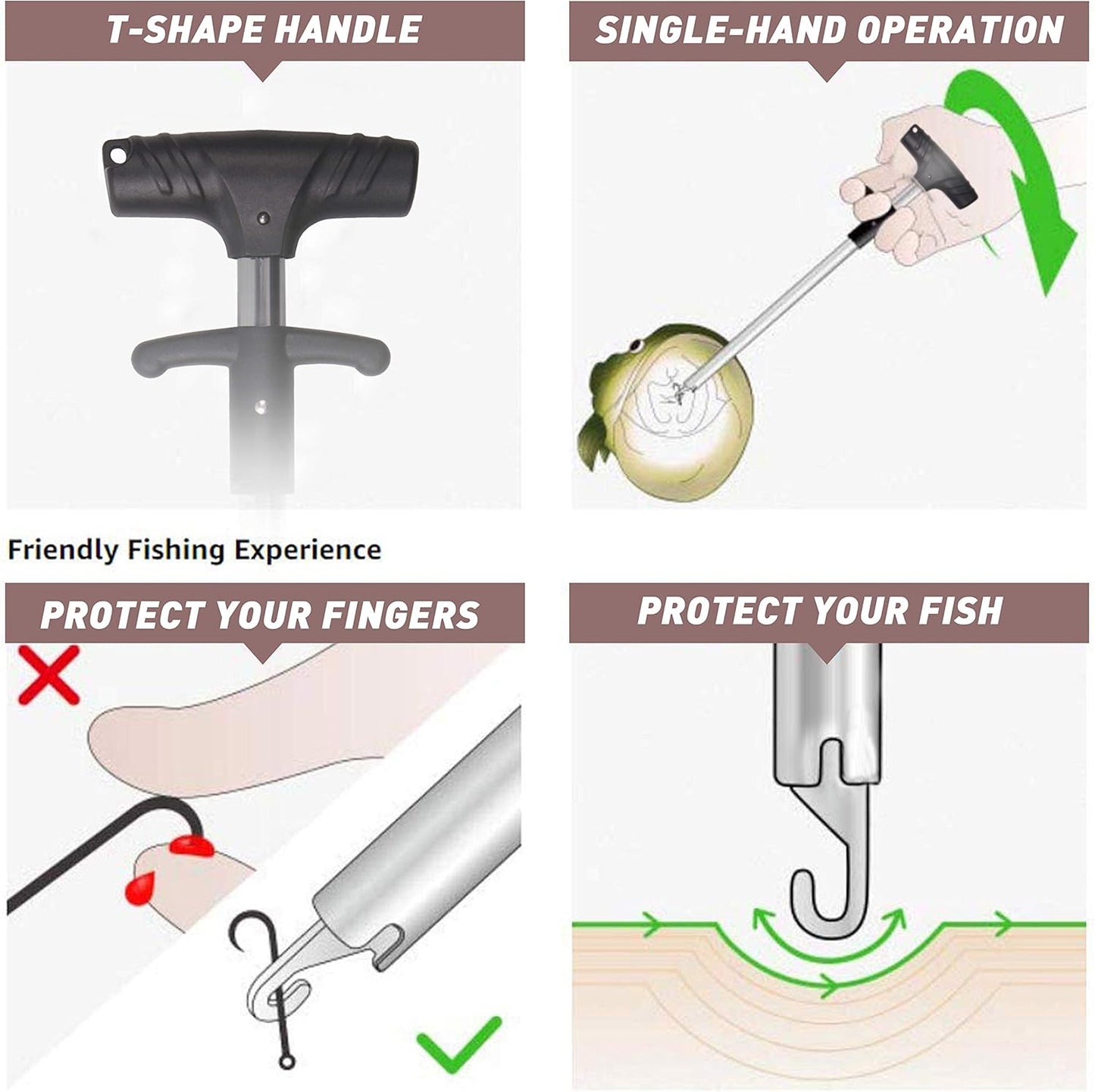 Portable Fish Hook Remover Tools, Squeeze-Out Fishing Pliers Hook Remover with T-Handle Fishing Gear Fishing Accessories Tool