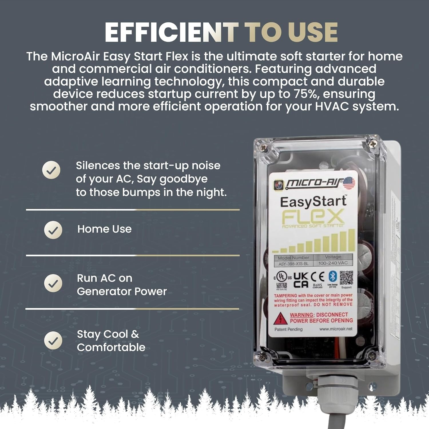 Easystart FLEX 398 - Bluetooth Soft Start Kit for Home Air Conditioner, RV & Commercial Use, Works with Generators, Reduces Power Surge, Efficient Start-Up - up to 6 Tons