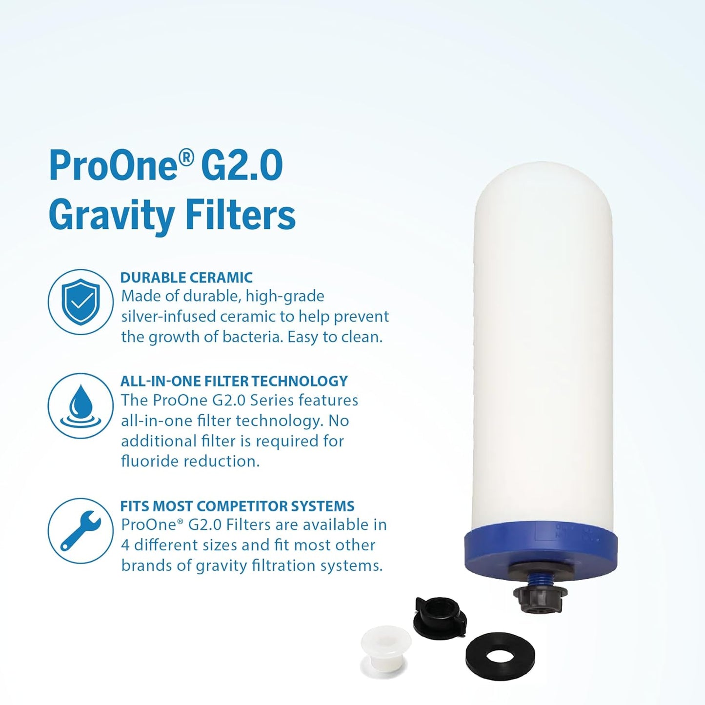 G-Series 9-Inch Gravity Filter Replacement 3-Pack - ® & Berkey® Gravity Water Filtration Systems Compatible - NSF-42 Certified