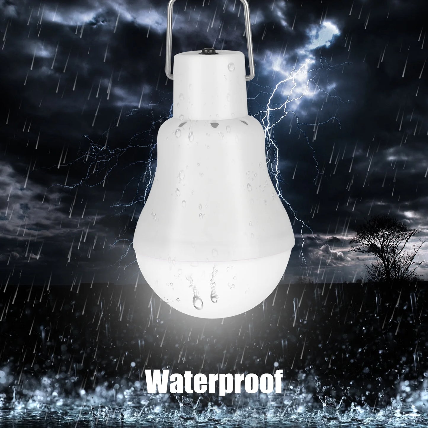 Portable Solar Powered LED Bulb Lights Outdoor Solar Energy Lamp Lighting for Home Fishing Camping Emergency, 3W Rechargeable