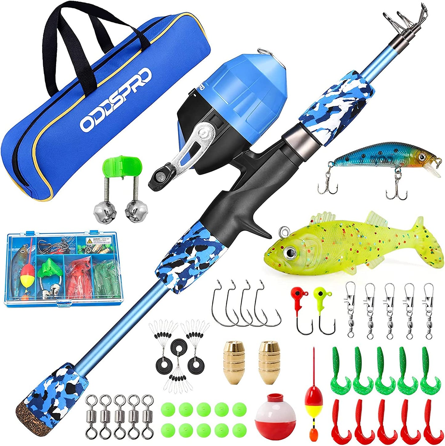 Kids Fishing Pole Pink, Portable Telescopic Fishing Rod and Reel Combo Kit - with Spincast Fishing Reel Tackle Box for Girls, Youth