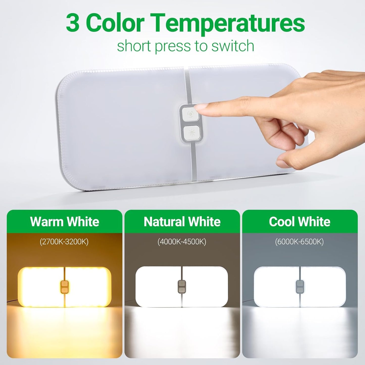RV Lights Interior, 1800LM 204 Leds Dimmable RV Led Camper Lights Fixtures Interior 12V Volt, 3 Color RV Ceiling Dome Light with Switch for Rv/Camper/Trailer/Boat (Warm+Cool+Natural White)5Pack