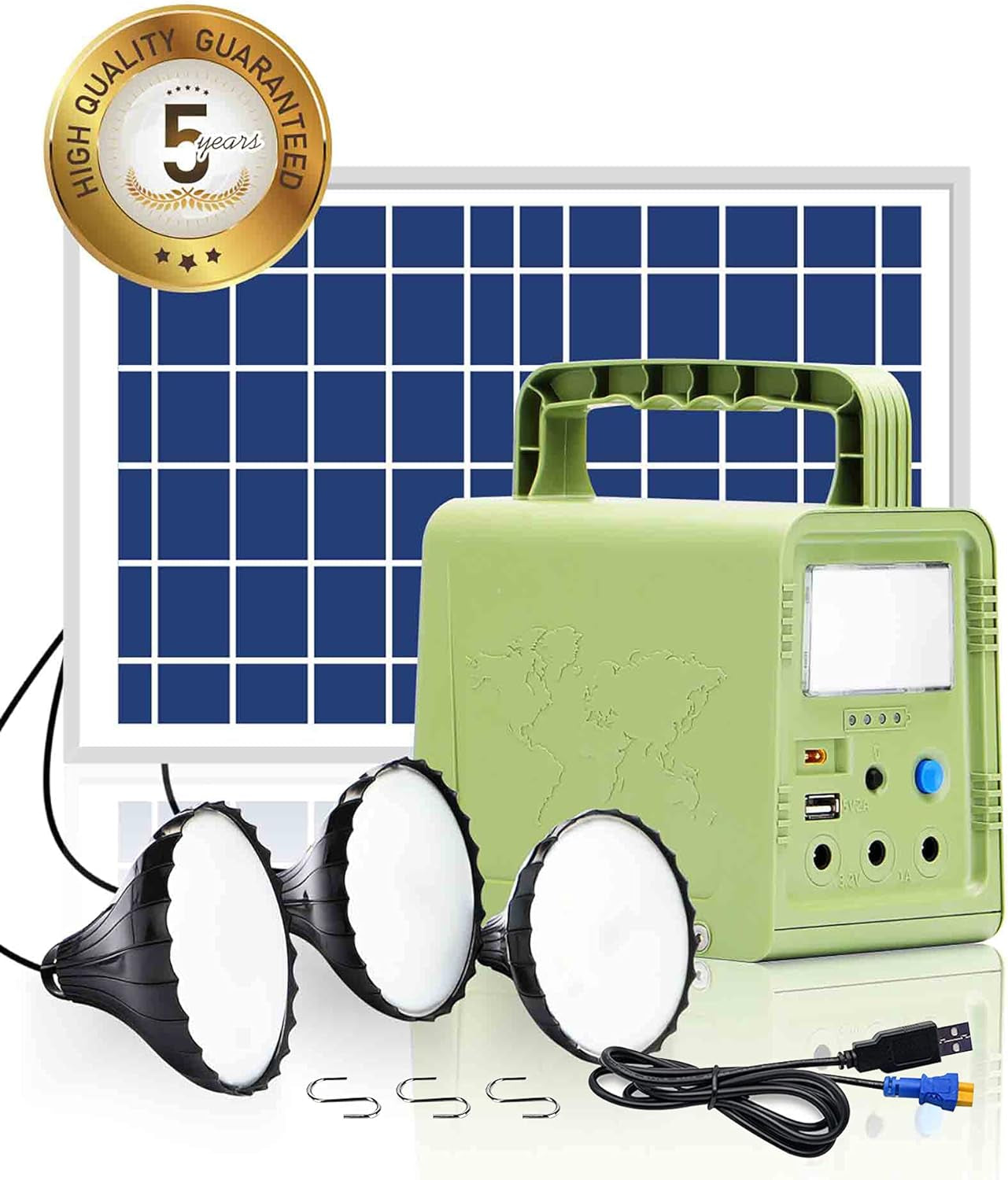 Portable Power Station with Solar Panel, 84Wh, Solar Generator Kit with Flashlights for Home Emergency Backup Power, Camping Lights with Battery, USB DC Outlets, for Travel Fishing Hunting