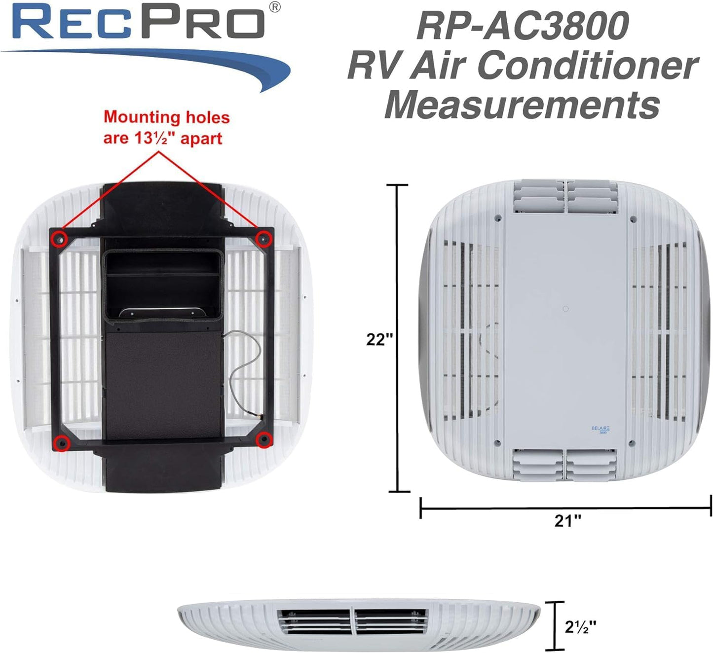 RV Air Conditioner 13.5K Ducted or Non-Ducted | Quiet AC | 110-120V | Cooling Only | Easy Install | All-In-One Unit | for Camper, Fifth Wheel, Food Trucks, (Ducted, Black)