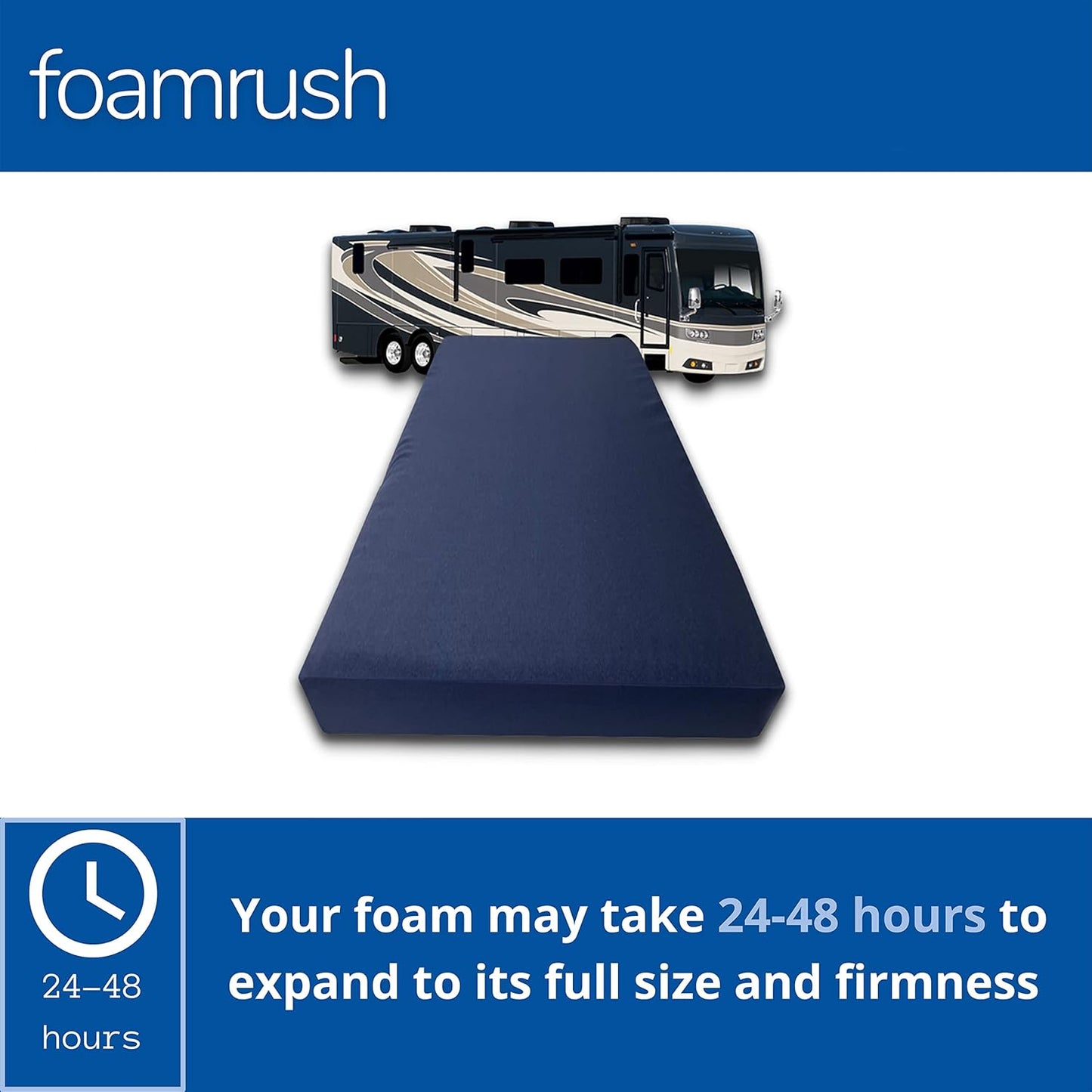 8-Inch Bunk (42" X 80") Gel Memory Foam RV Mattress Replacement with Canvas Navy Cover, Medium Firm, Made in USA, Camper Trailer, Removable Water-Resistant Outdoor/Indoor Cover with Zipper