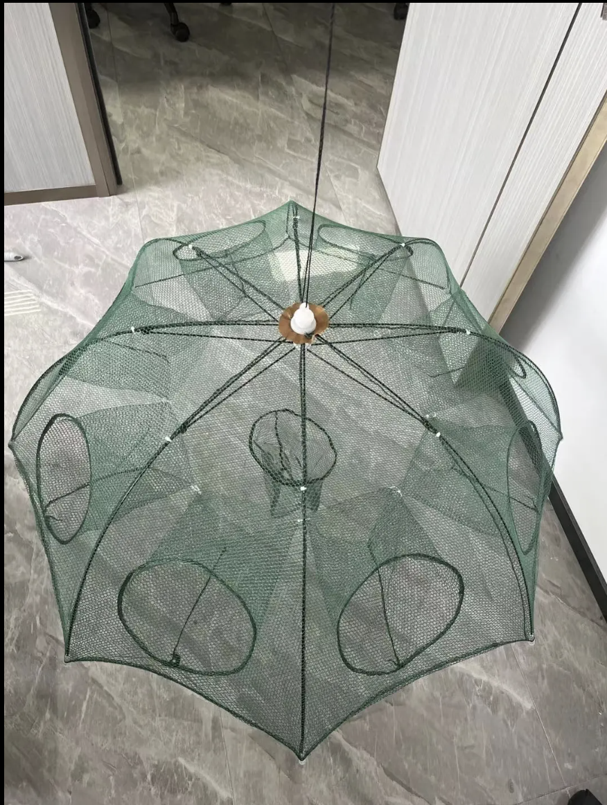 Folded Umbrella Nylon Fish Trap 8 Hole Fishing nets for Fish Shrimp And Crabs