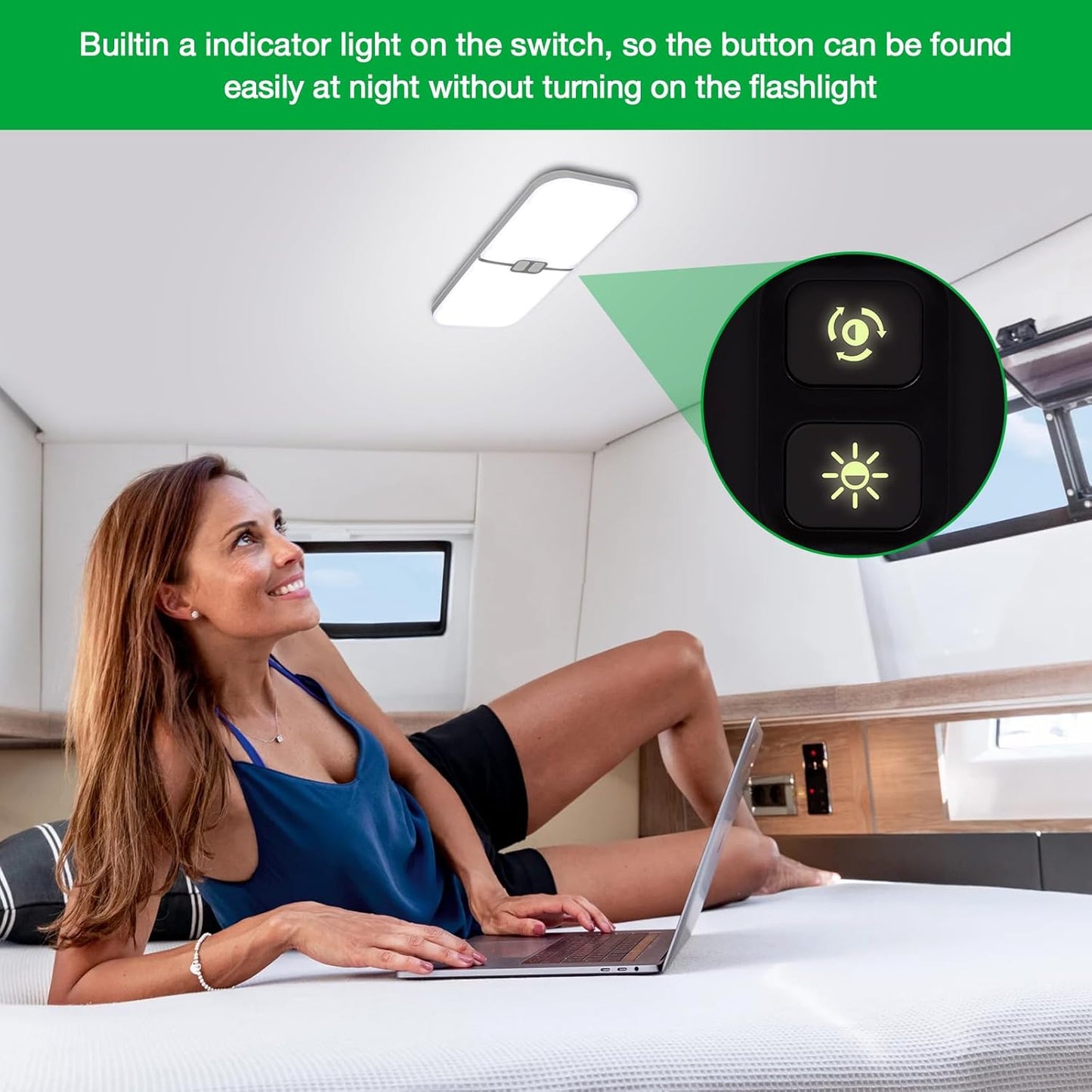 RV Lights Interior, 1800LM 204 Leds Dimmable RV Led Camper Lights Fixtures Interior 12V Volt, 3 Color RV Ceiling Dome Light with Switch for Rv/Camper/Trailer/Boat (Warm+Cool+Natural White)5Pack