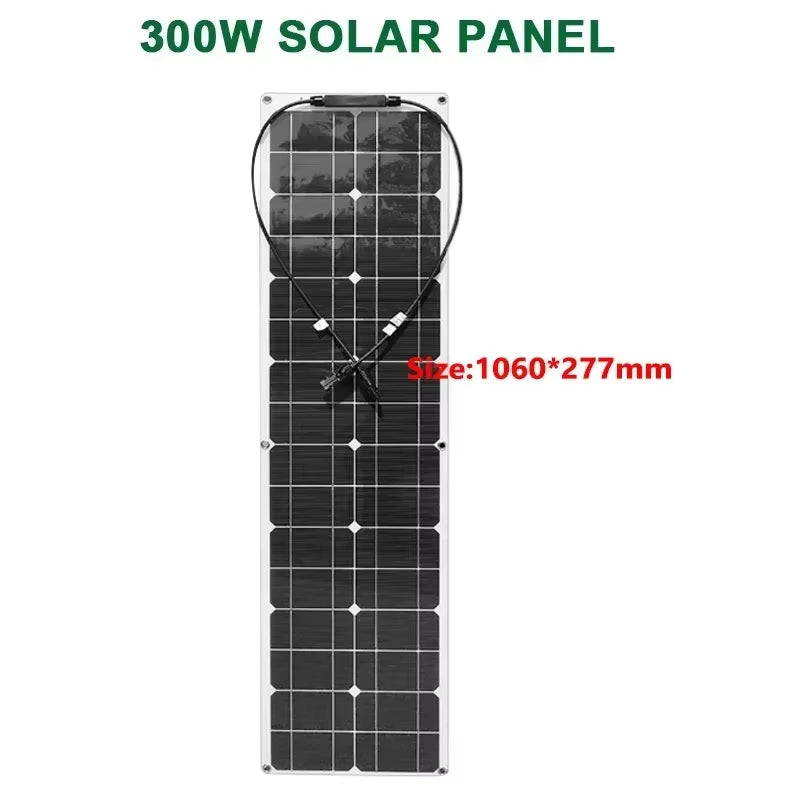 600W 300W Solar Plate Kit Flexible Solar Cells 18V Solar Panel System Battery Charger for Camping Yacht Motorhome Car RV Boat