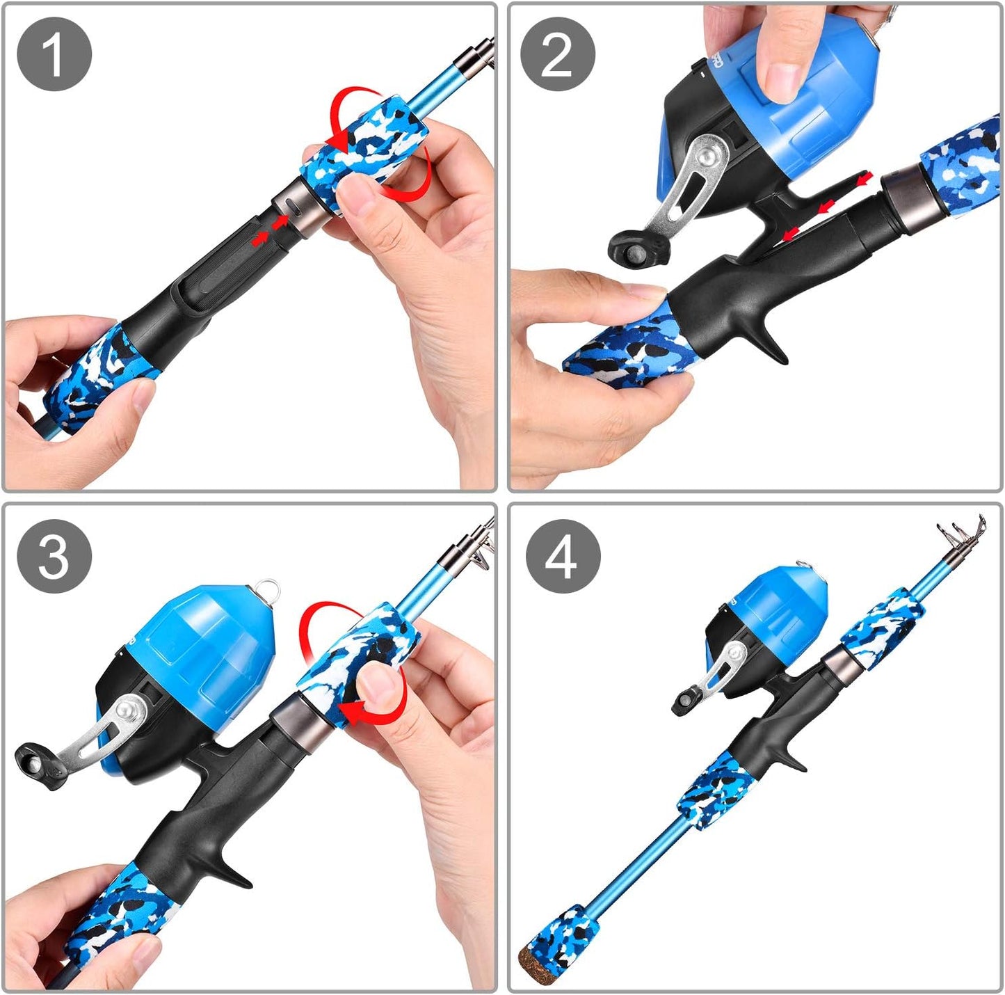 Kids Fishing Pole Pink, Portable Telescopic Fishing Rod and Reel Combo Kit - with Spincast Fishing Reel Tackle Box for Girls, Youth