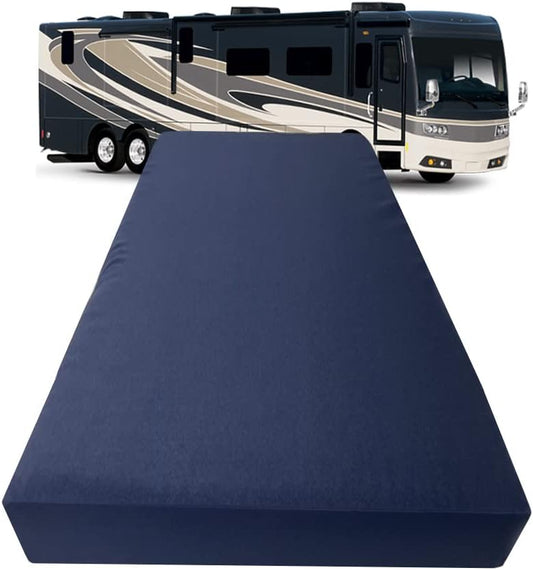 8-Inch Bunk (42" X 80") Gel Memory Foam RV Mattress Replacement with Canvas Navy Cover, Medium Firm, Made in USA, Camper Trailer, Removable Water-Resistant Outdoor/Indoor Cover with Zipper