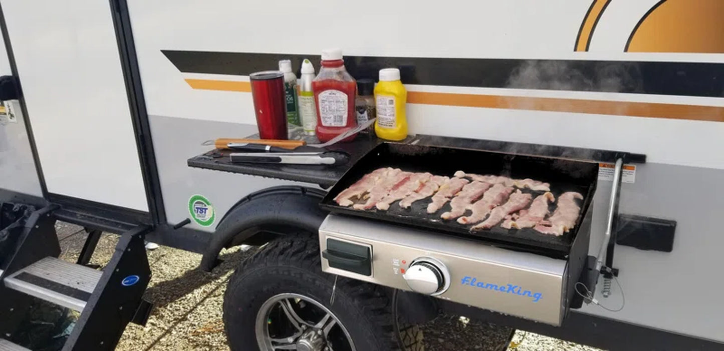 Portable Propane Cast Iron Grill Griddle Tabletop with Regulator for RV Pullout Kitchen
