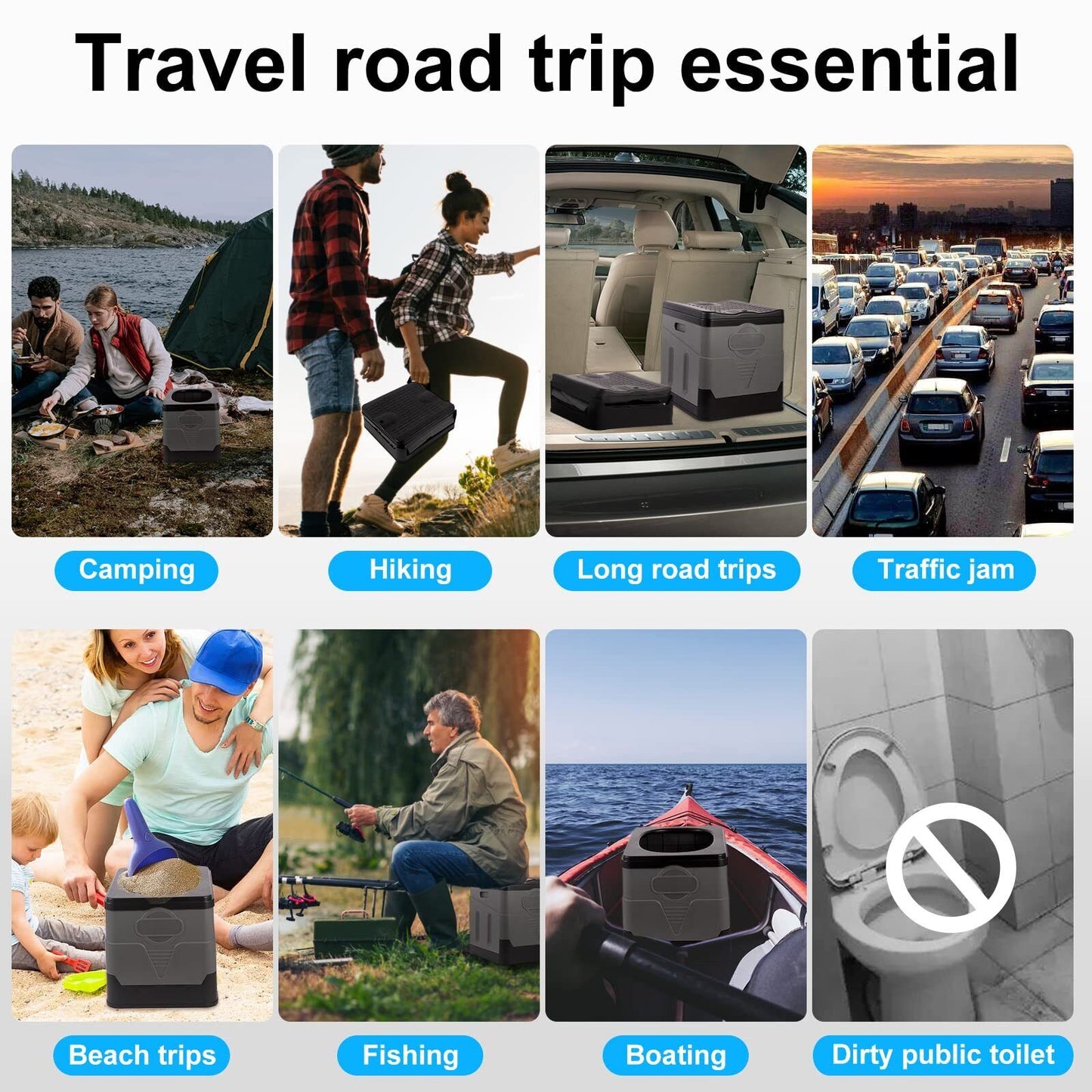 PORMYTRIP Portable Toilet Camping Toilet Foldable Toilet for Car Indoor Outdo...