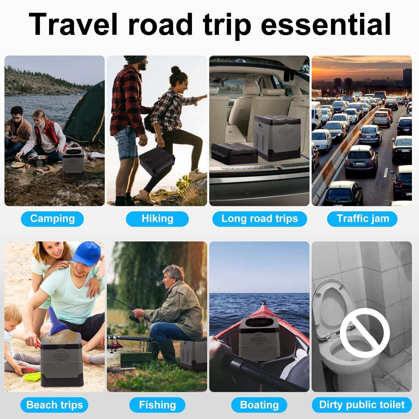 PORMYTRIP Portable Toilet Camping Toilet Foldable Toilet for Car Indoor Outdo...