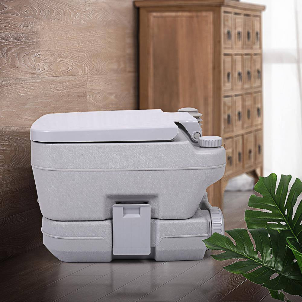 2.6 Gal. Gray Porta Potty Portable Toilet No Leakage Camping RV Outdoor Toilet