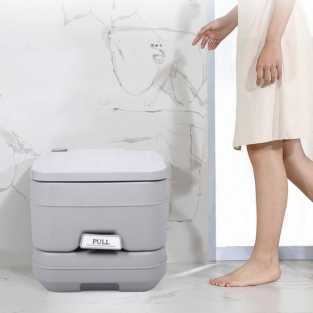 2.6 Gal. Gray Porta Potty Portable Toilet No Leakage Camping RV Outdoor Toilet