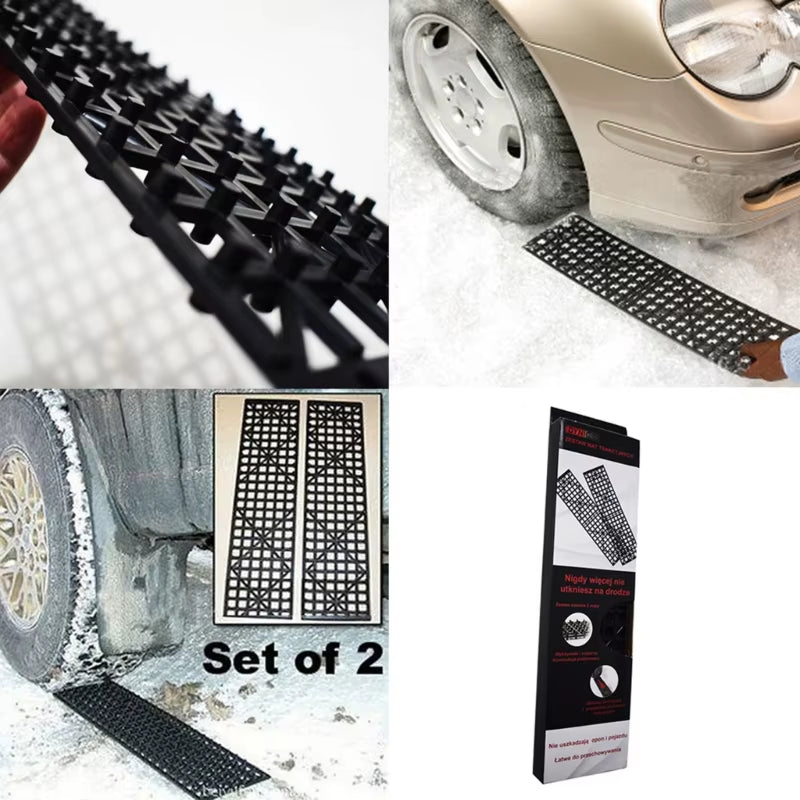 Off-Road Anti-Skid Chain Traction Boards 1 Pair Recovery Track Mat for Car Truck Tire Traction Sand Mud Snow Ladder
