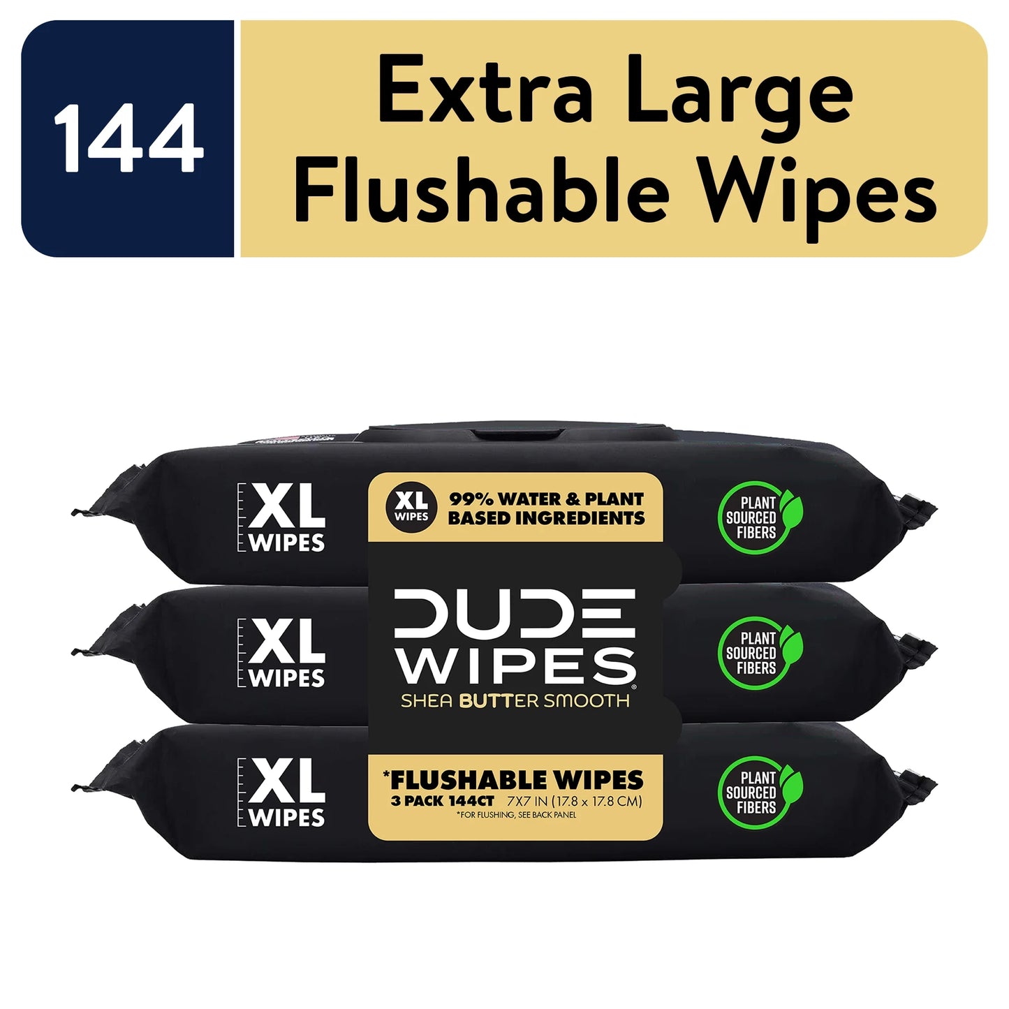 Flushable Wipes, Extra Large Shea Butter Smooth Wet Wipes, 144 Count