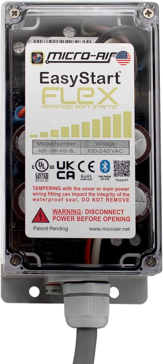 Easystart FLEX 398 - Bluetooth Soft Start Kit for Home Air Conditioner, RV & Commercial Use, Works with Generators, Reduces Power Surge, Efficient Start-Up - up to 6 Tons