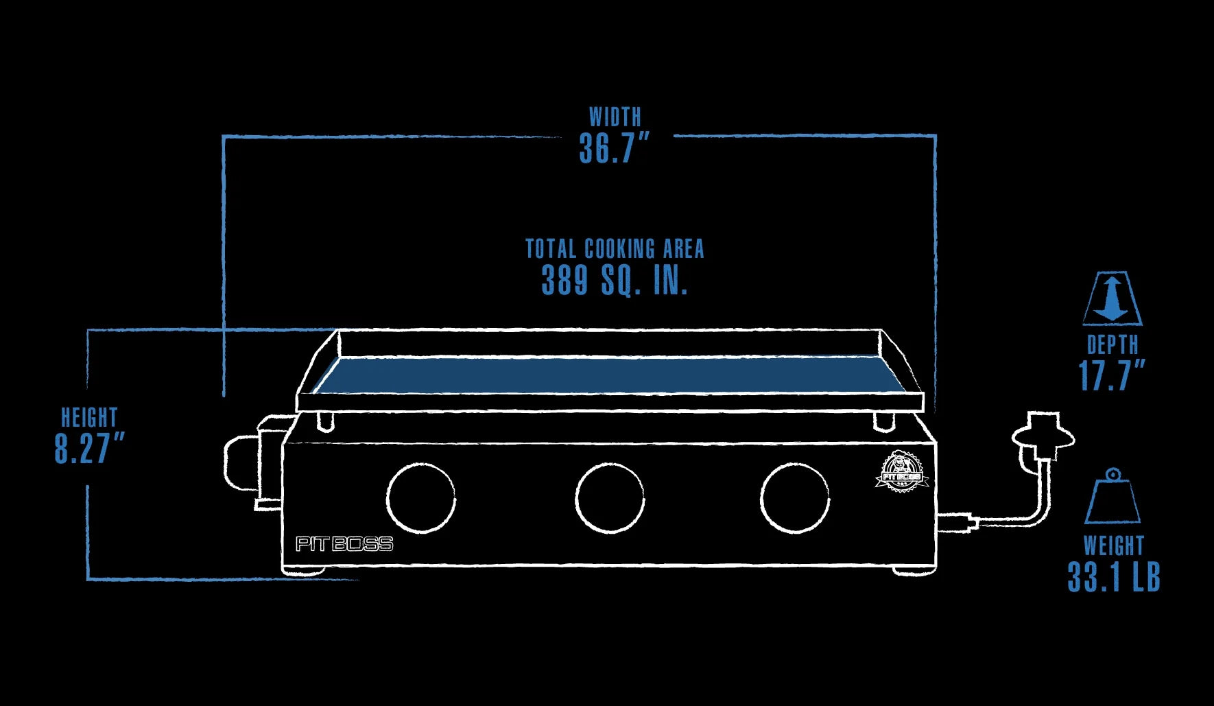 3-Burner Tabletop Propane Gas Griddle
