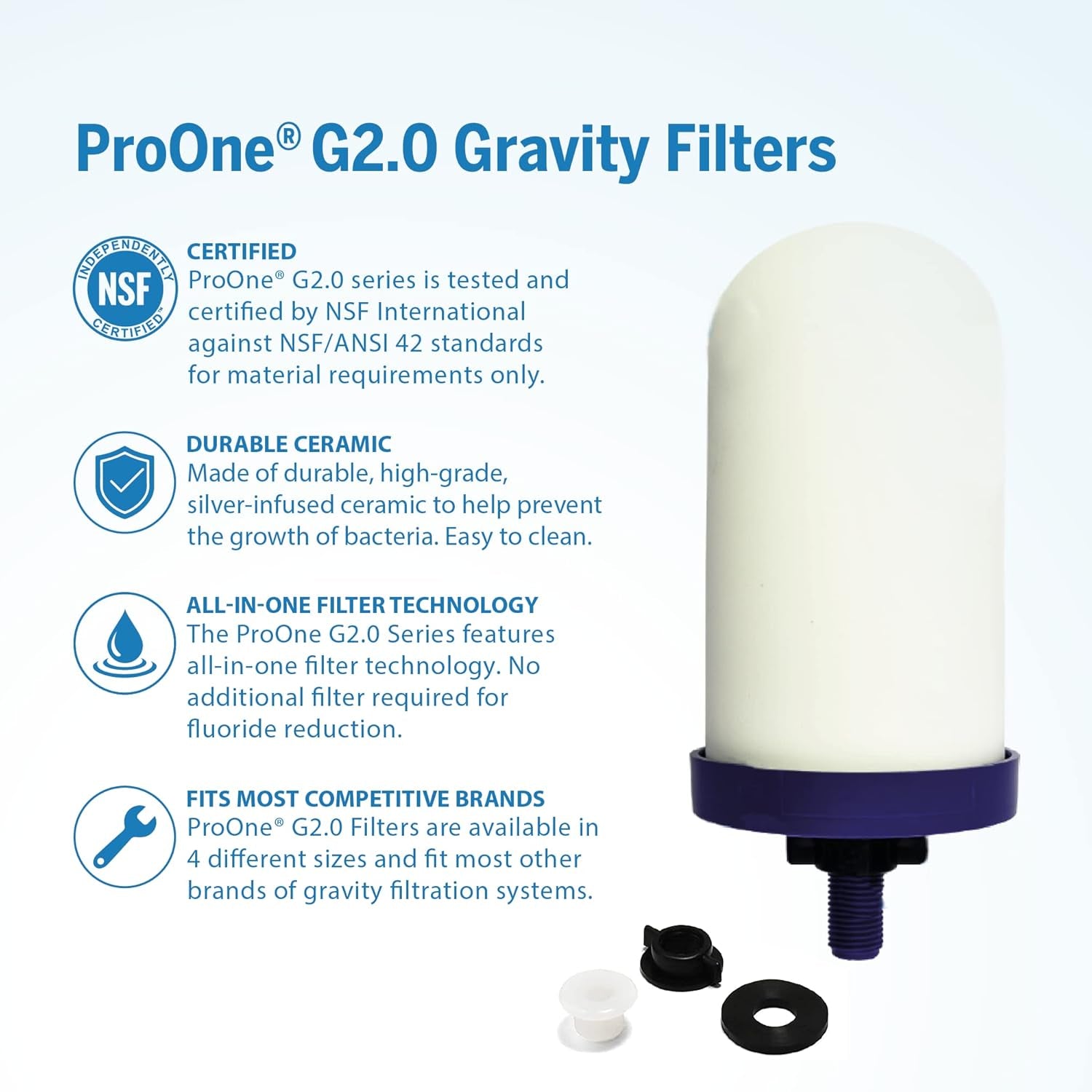 Traveler+ Stainless-Steel Gravity Filter System, 2.25-Gallon Water Capacity, Countertop Water Dispenser for Home & Travel with One 5” Filter & Wire Stand, Independently Tested Proven to Reduce