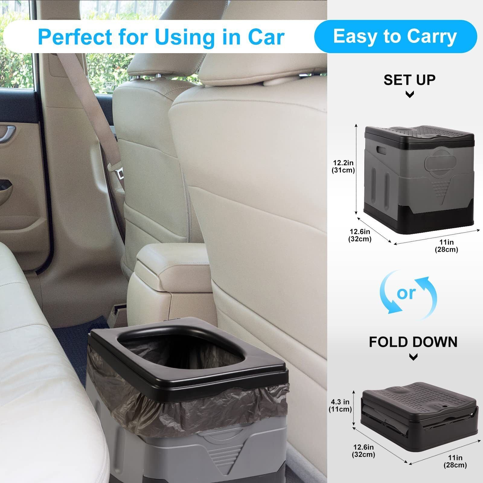 PORMYTRIP Portable Toilet Camping Toilet Foldable Toilet for Car Indoor Outdo...