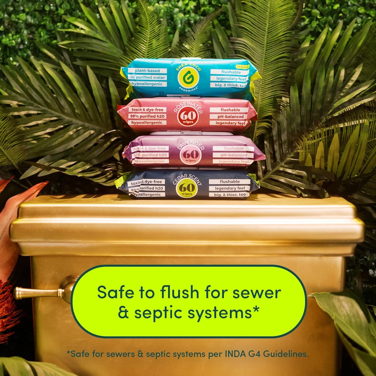 Flushable Butt Wipes Made with Vitamin E & Aloe - Soft & Gentle Wet Wipe Dispenser for Home Use, Septic & Sewer Safe - Largest Adult Toilet Towelettes - Rosewater, 360 Count (6 Packs)