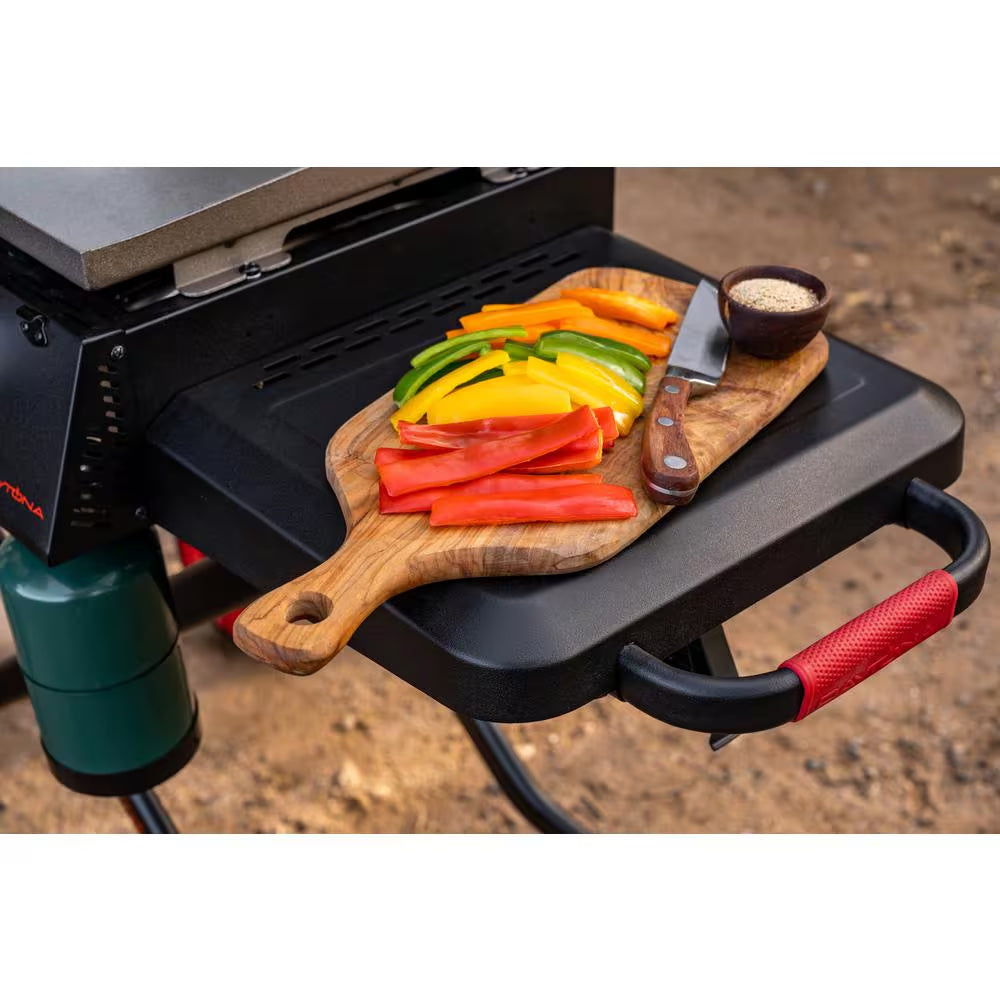 Daytona 2-Burner Propane Gas Grill 21 In. Flat Top Griddle with Foldable Cart in Black