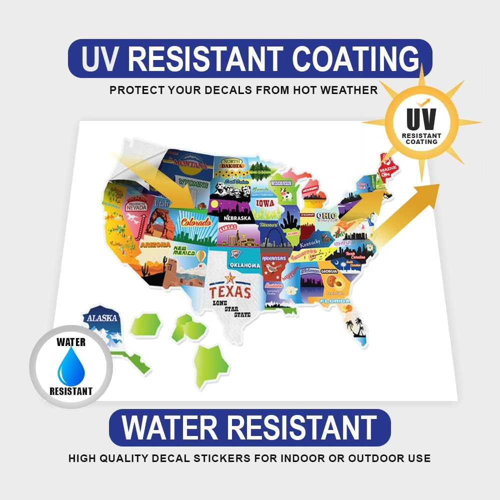 Camper RV Decal Sticker - USA Map for Motorhome Trailer - Camper & RV Accessories - Track States You’Ve Traveled with Our Camper Decal (21" X 15")