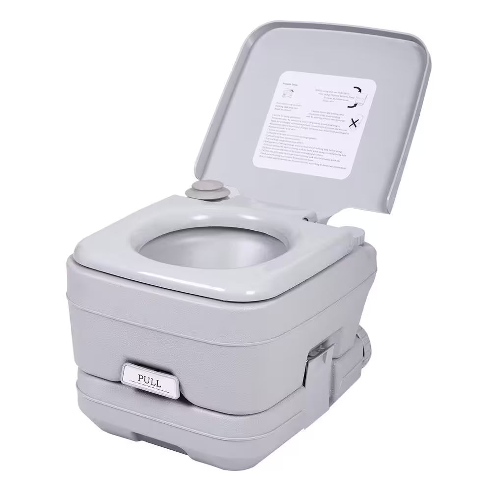 2.6 Gal. Gray Porta Potty Portable Toilet No Leakage Camping RV Outdoor Toilet