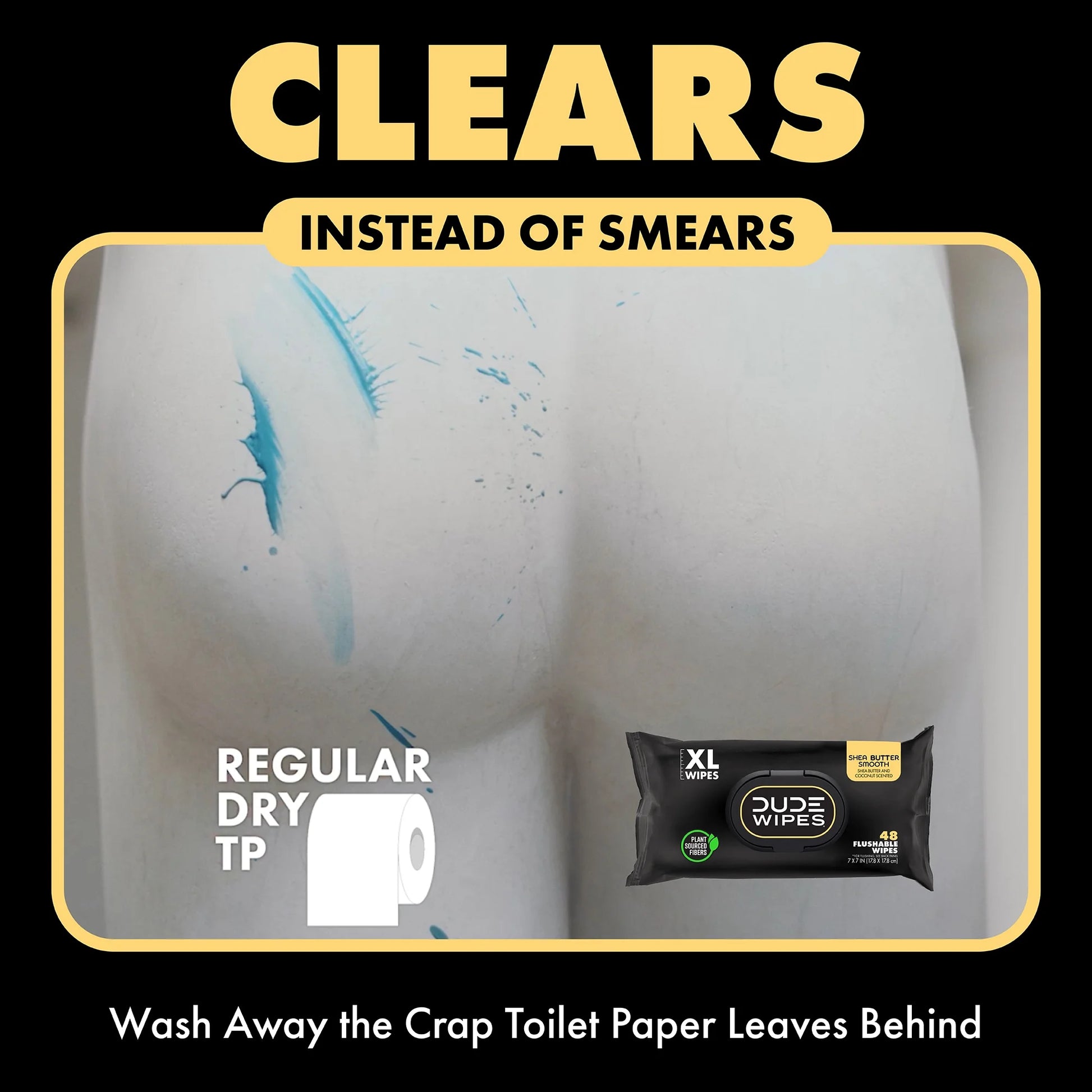 Flushable Wipes, Extra Large Shea Butter Smooth Wet Wipes, 144 Count