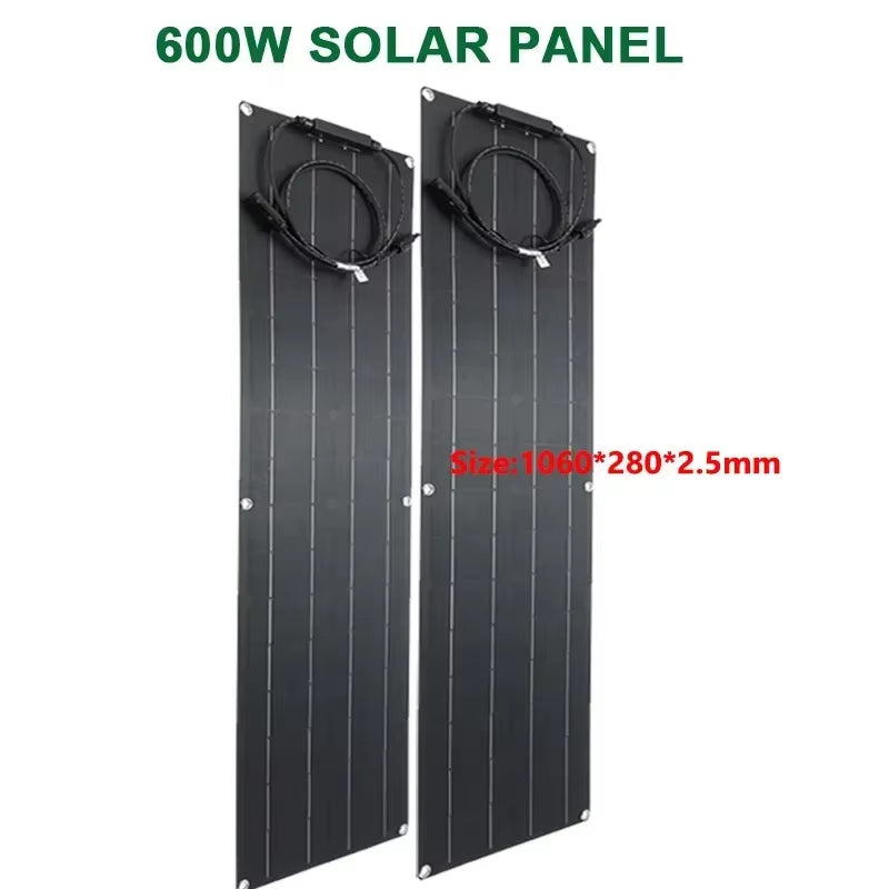 600W 300W Solar Plate Kit Flexible Solar Cells 18V Solar Panel System Battery Charger for Camping Yacht Motorhome Car RV Boat