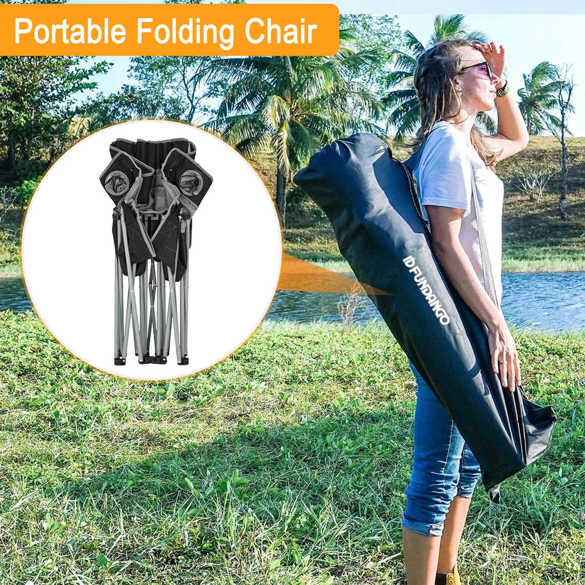 Outdoor Loveseat Chair Portable Double Chair for 2 Person ,Black/Grey