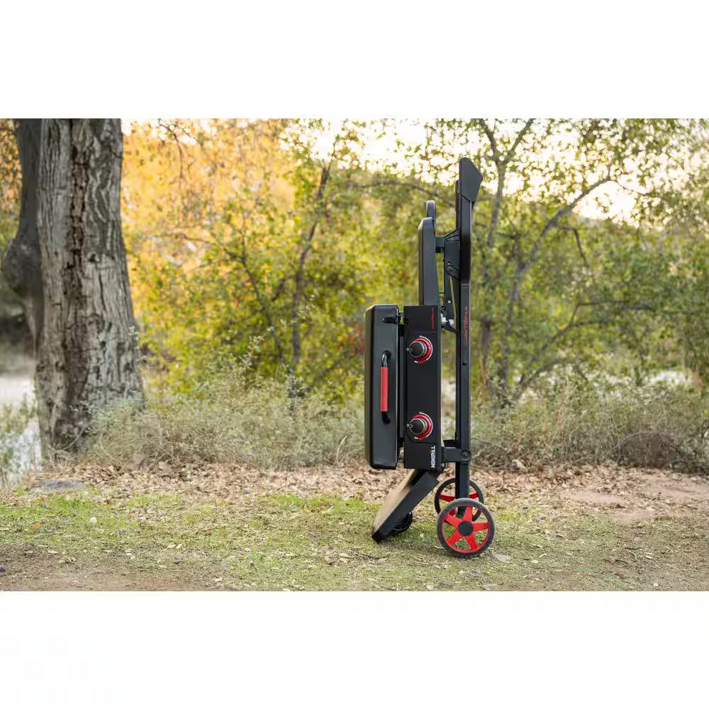 Daytona 2-Burner Propane Gas Grill 21 In. Flat Top Griddle with Foldable Cart in Black