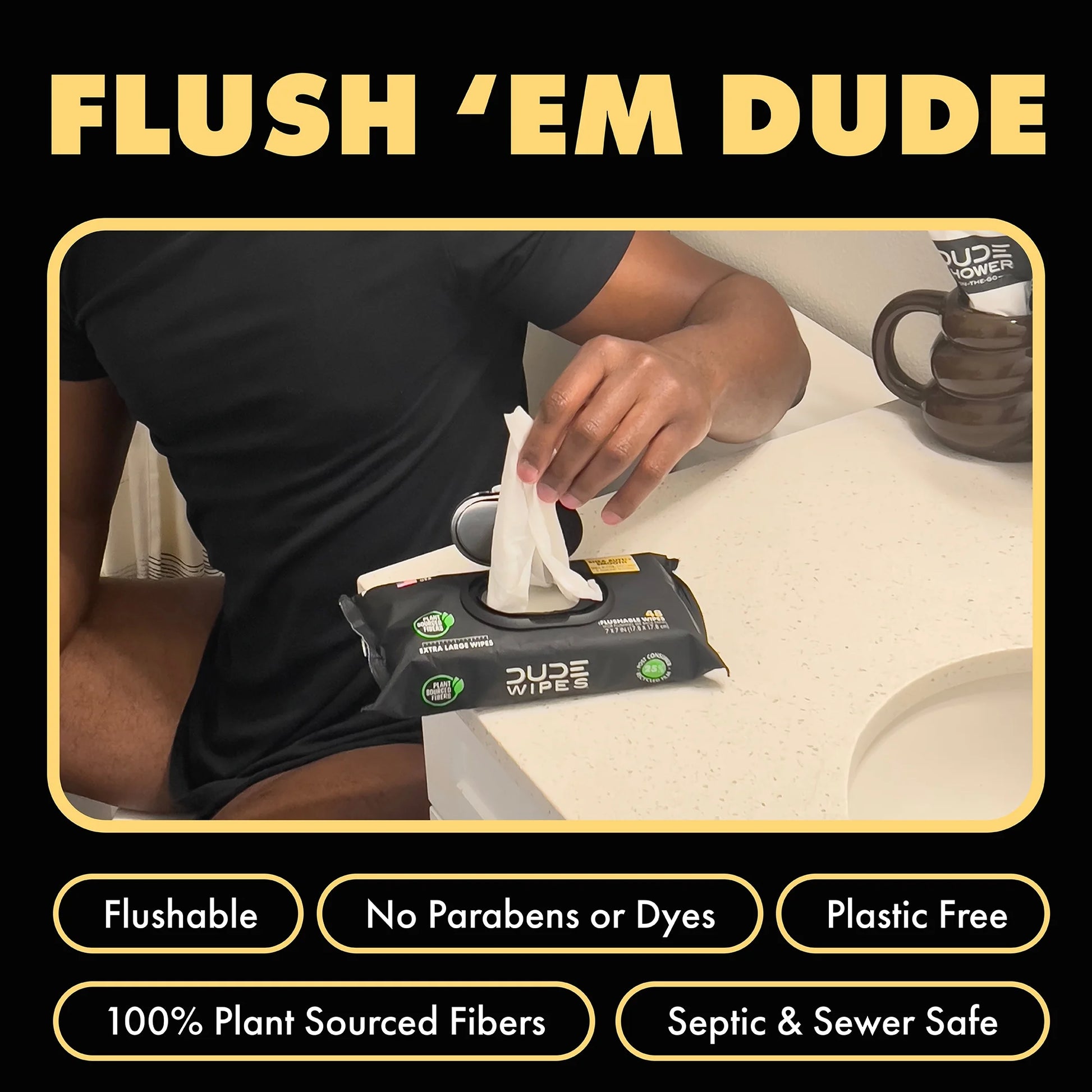 Flushable Wipes, Extra Large Shea Butter Smooth Wet Wipes, 144 Count