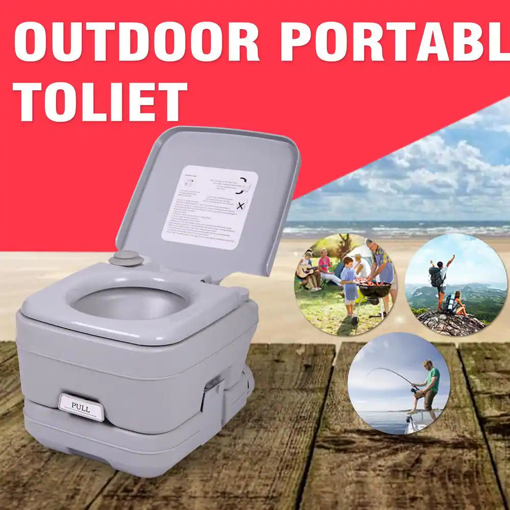 2.6 Gal. Gray Porta Potty Portable Toilet No Leakage Camping RV Outdoor Toilet