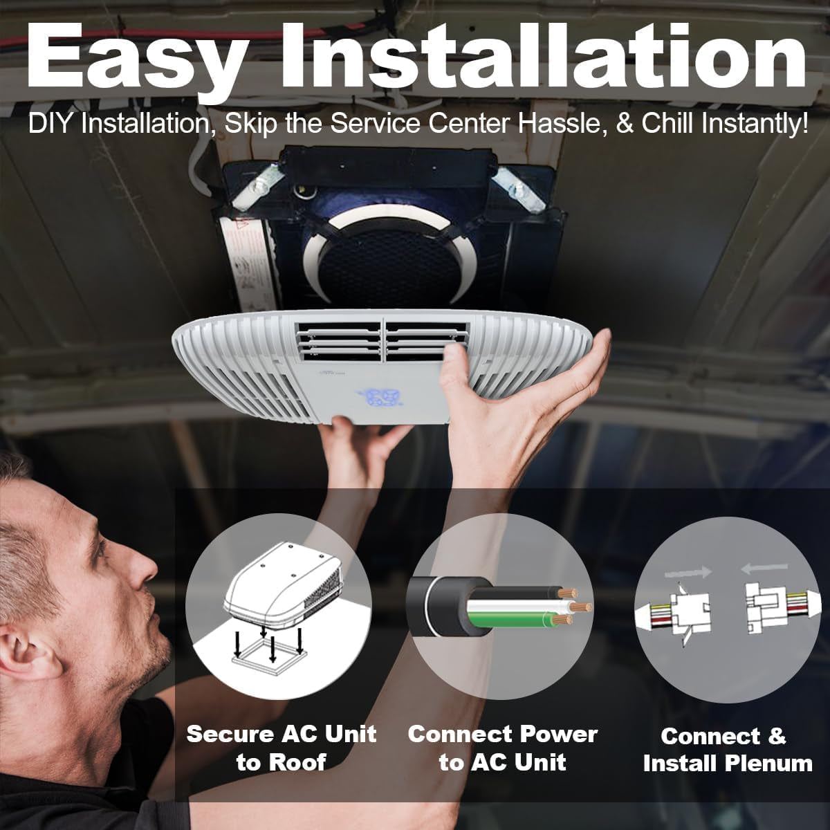 RV Air Conditioner 15K Ducted or Non-Ducted | Quiet AC | 110-120V | Heat Pump and Cooling | Easy Install | All-In-One Unit | for Camper, Fifth Wheel, Food Trucks (Ducted, White)