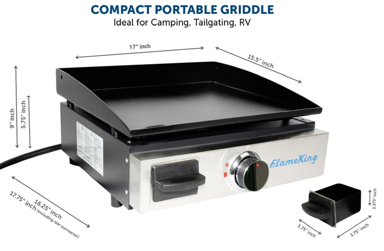 Portable Propane Cast Iron Grill Griddle Tabletop with Regulator for RV Pullout Kitchen
