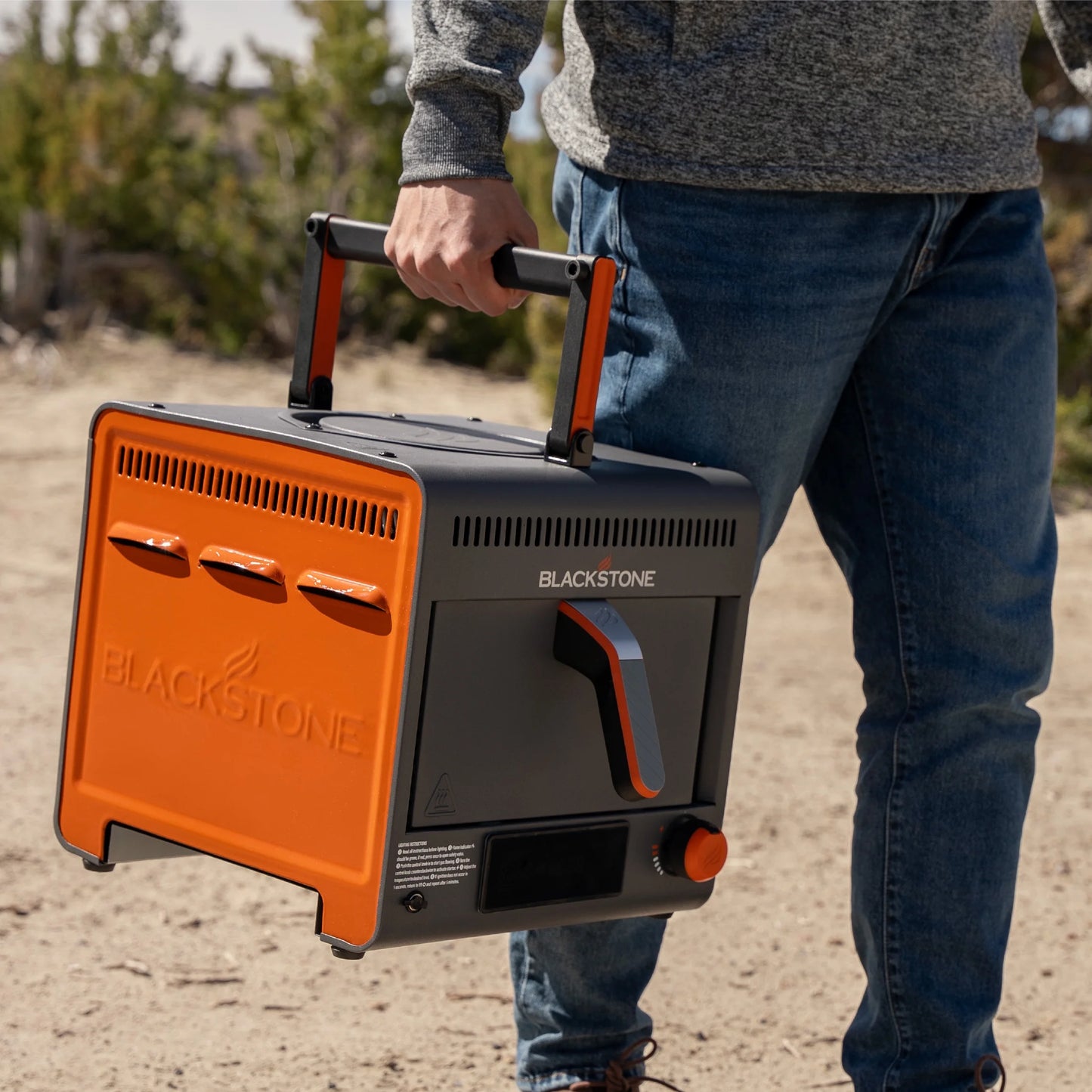 Adventure Ready Portable Propane Air Fryer, 4 Quart, Gray & Orange, 18W, 3Ft Cord