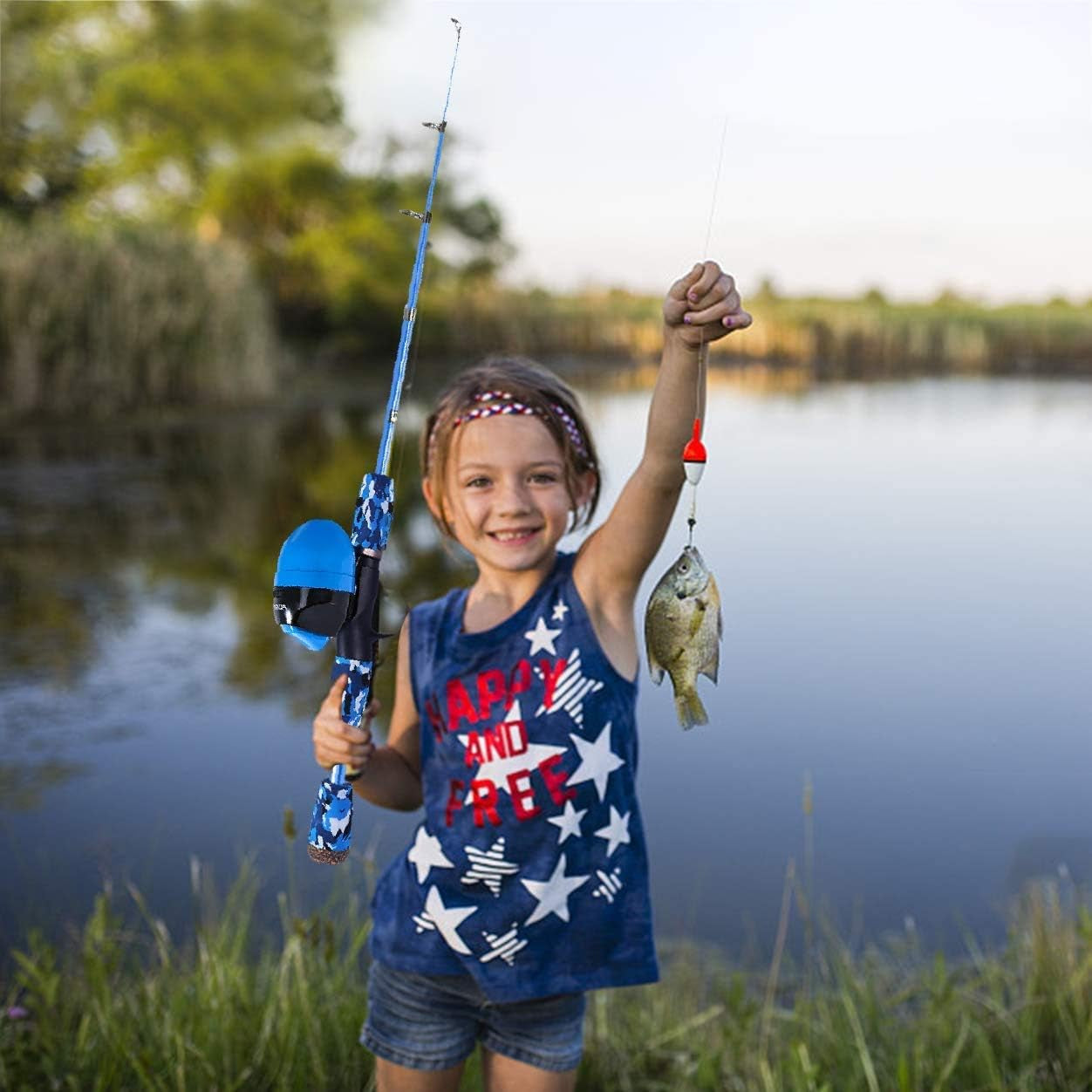 Kids Fishing Pole Pink, Portable Telescopic Fishing Rod and Reel Combo Kit - with Spincast Fishing Reel Tackle Box for Girls, Youth