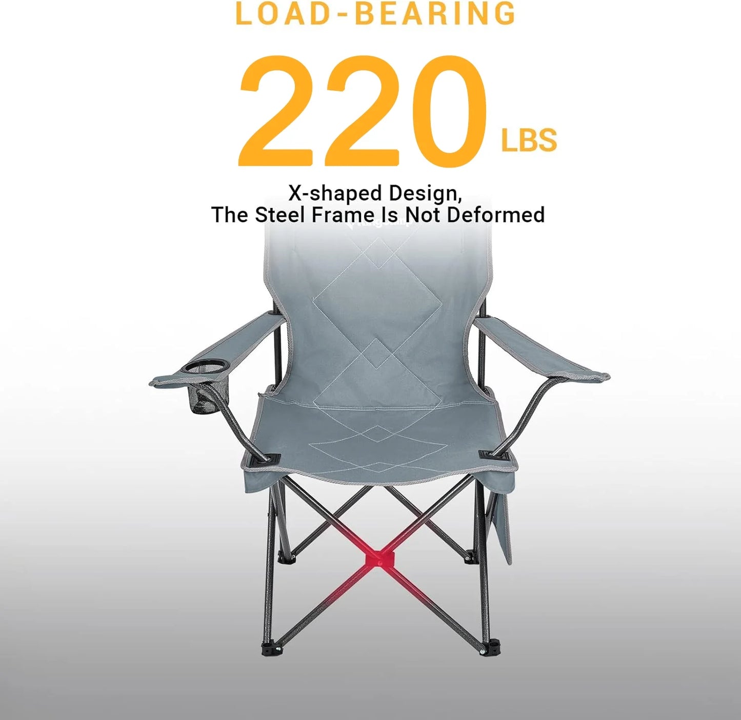 Lightweight Camping Chairs Portable Folding Lawn Chairs Adults Outdoor Support 220Lbs Gray