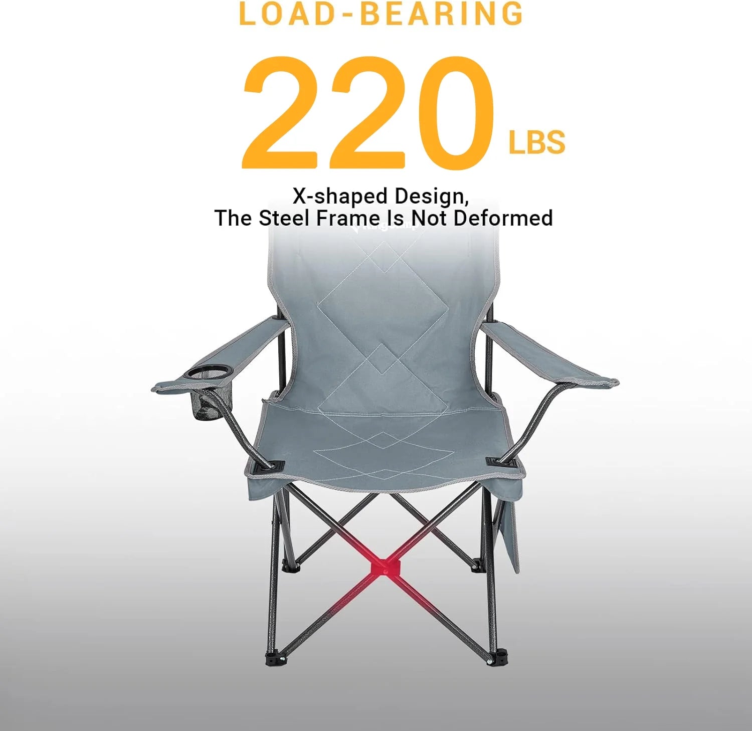 Lightweight Camping Chairs Portable Folding Lawn Chairs Adults Outdoor Support 220Lbs Gray