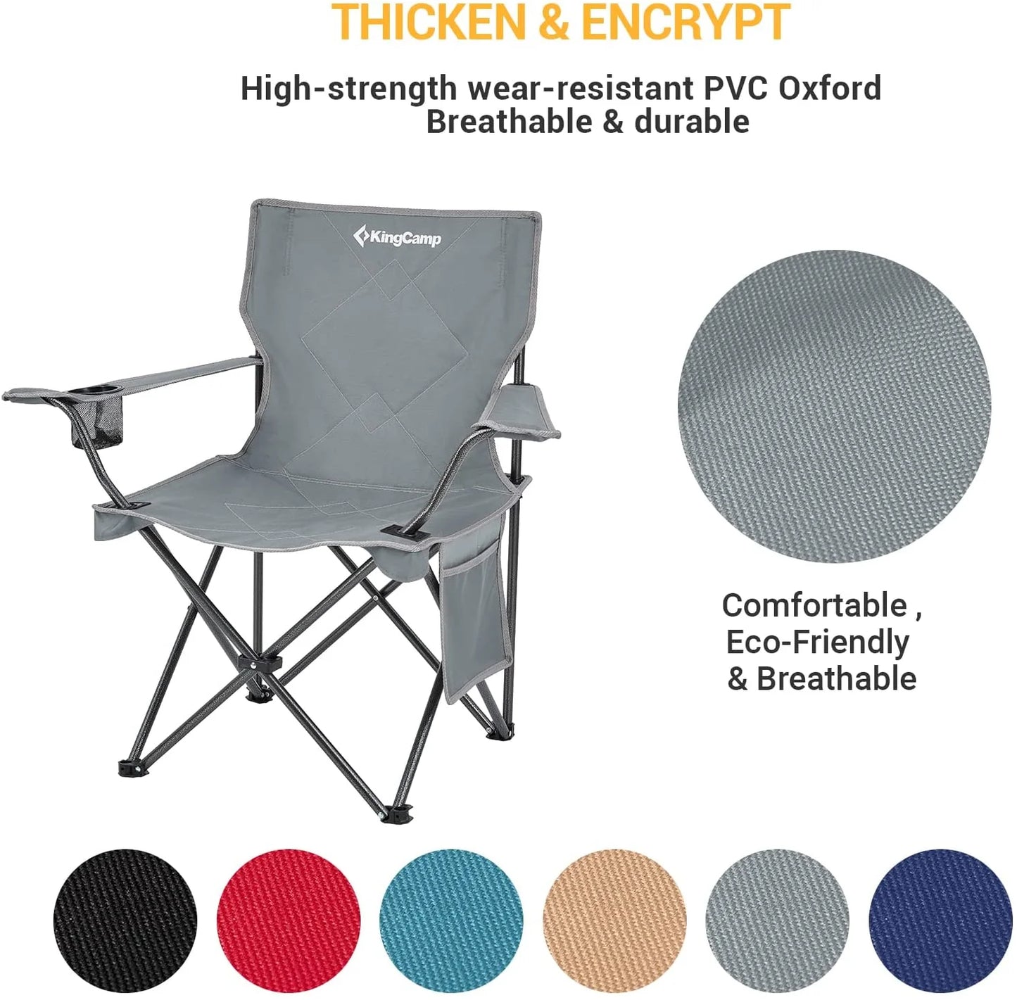 Lightweight Camping Chairs Portable Folding Lawn Chairs Adults Outdoor Support 220Lbs Gray