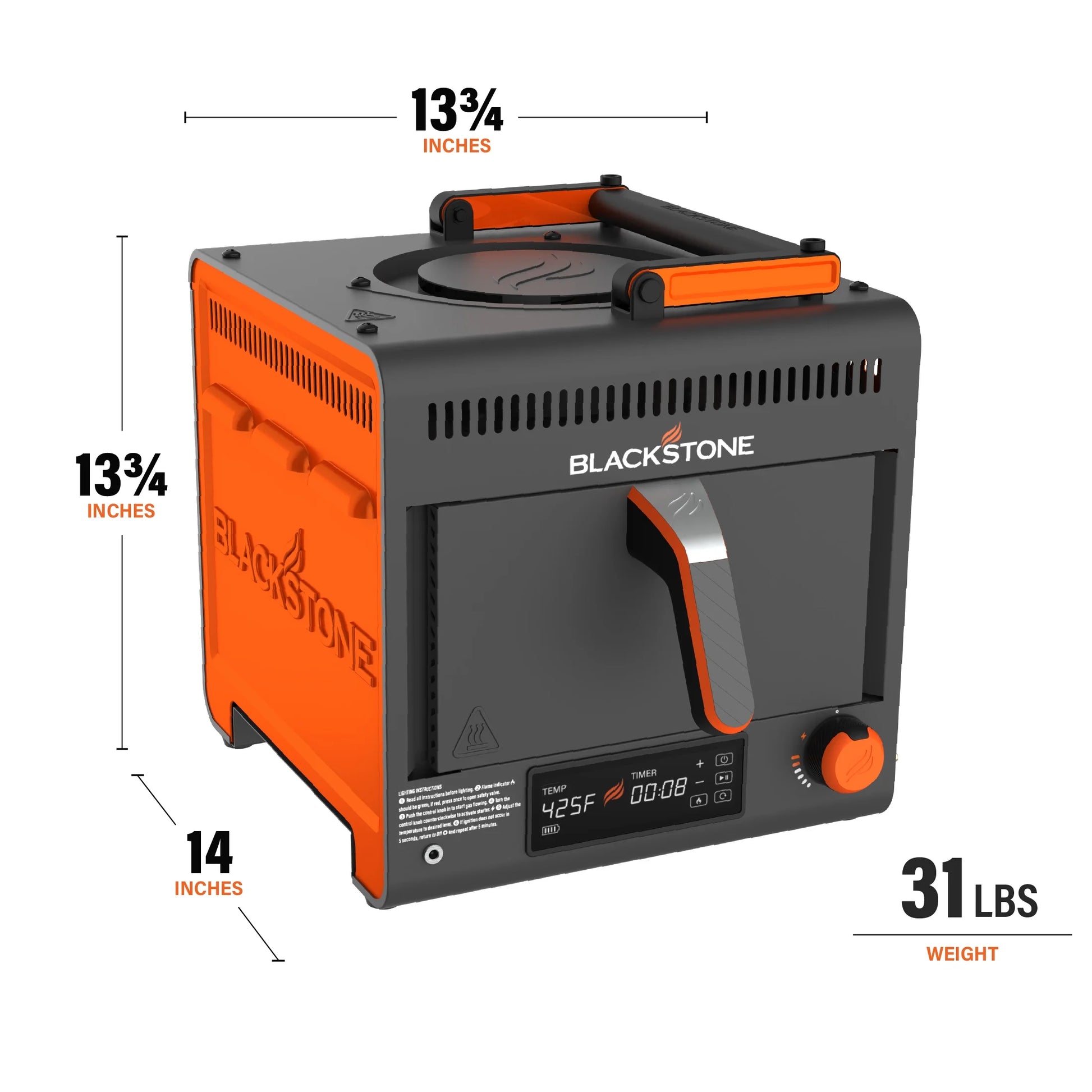Adventure Ready Portable Propane Air Fryer, 4 Quart, Gray & Orange, 18W, 3Ft Cord